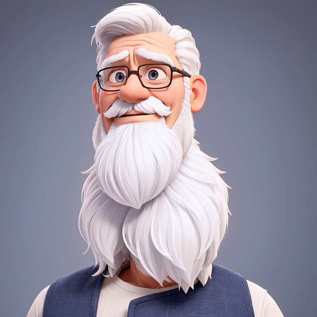 Man 60 years old, white hair, white beard
