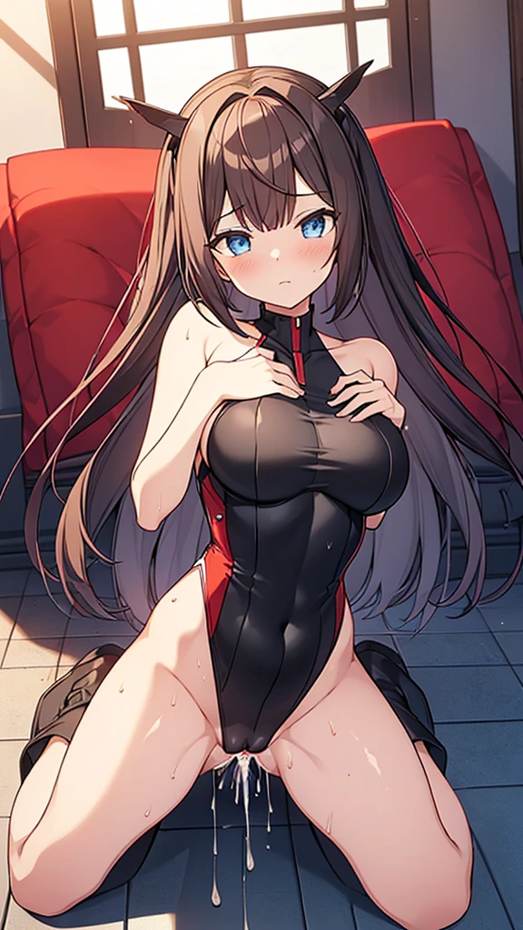 (Highly detailed CG Unity 32k wallpaper,masterpiece, Biological, whole body),(Best lighting, Best Shadow, Very delicate and beautiful),(Girl having vaginal sex with man),((Intense vaginal sex with a man:1.7)),((My chest is bouncing:1.4))24歳,blue eyes, Big Breasts,Bouncing chest, Black Hair,Bobcut,Red and black and White off-the-shoulder revealing high-cut SF bodysuit,One-piece swimsuit-style clothing,Clothes that emphasize the chest,Neck Seal,High-tech sci-fi corridor, Dynamic pose, Detailed Machinery, Sleek design.,My crotch is wet, {{An unidentified creature that has invaded a spaceship preys on a nearby girl, mimicking her appearance and engaging in intense vaginal sex with a male crew member, bouncing her breasts violently.}}, Unknown sensation, Feels good, Vigorous movement, more, instinct, Female fall, Bouncing chest, loose, loose, NSFW