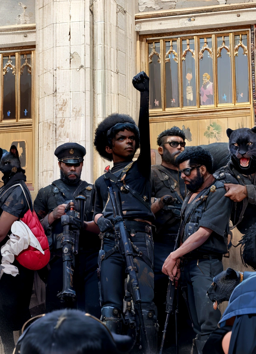 8k, kinematics, poster, black panthers, oil Paint, Full Frame, dramatic laitings, Katisuhiro Otomo