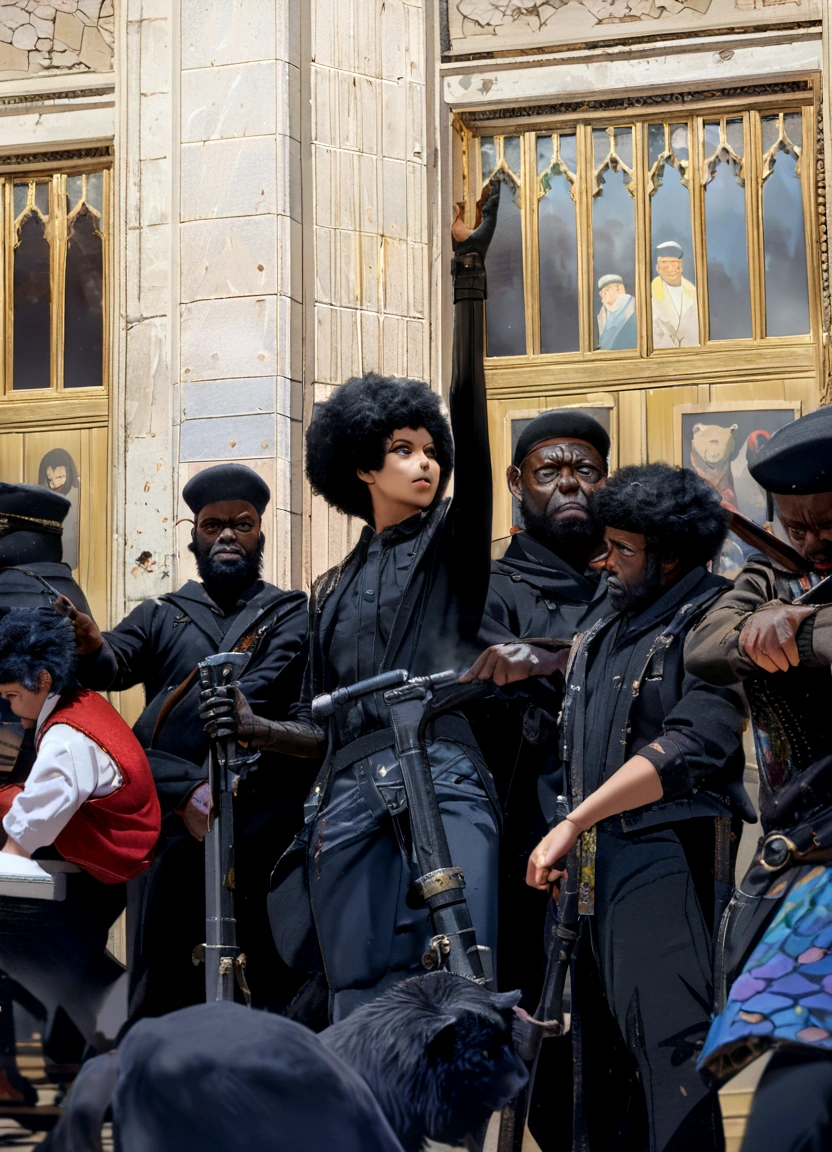 8k, kinematics, poster, black panthers, oil Paint, Full Frame, dramatic laitings, Katisuhiro Otomo