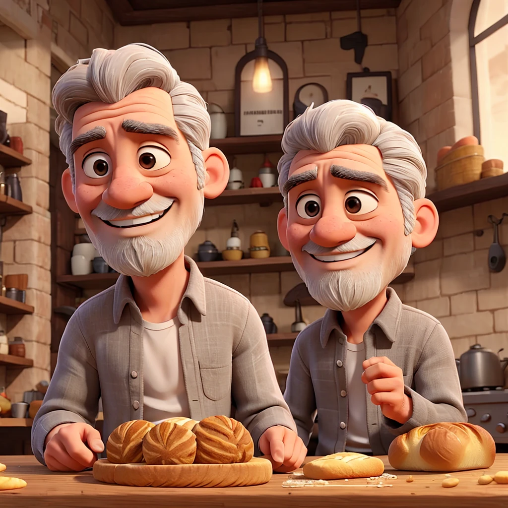 Man gray hair and bread