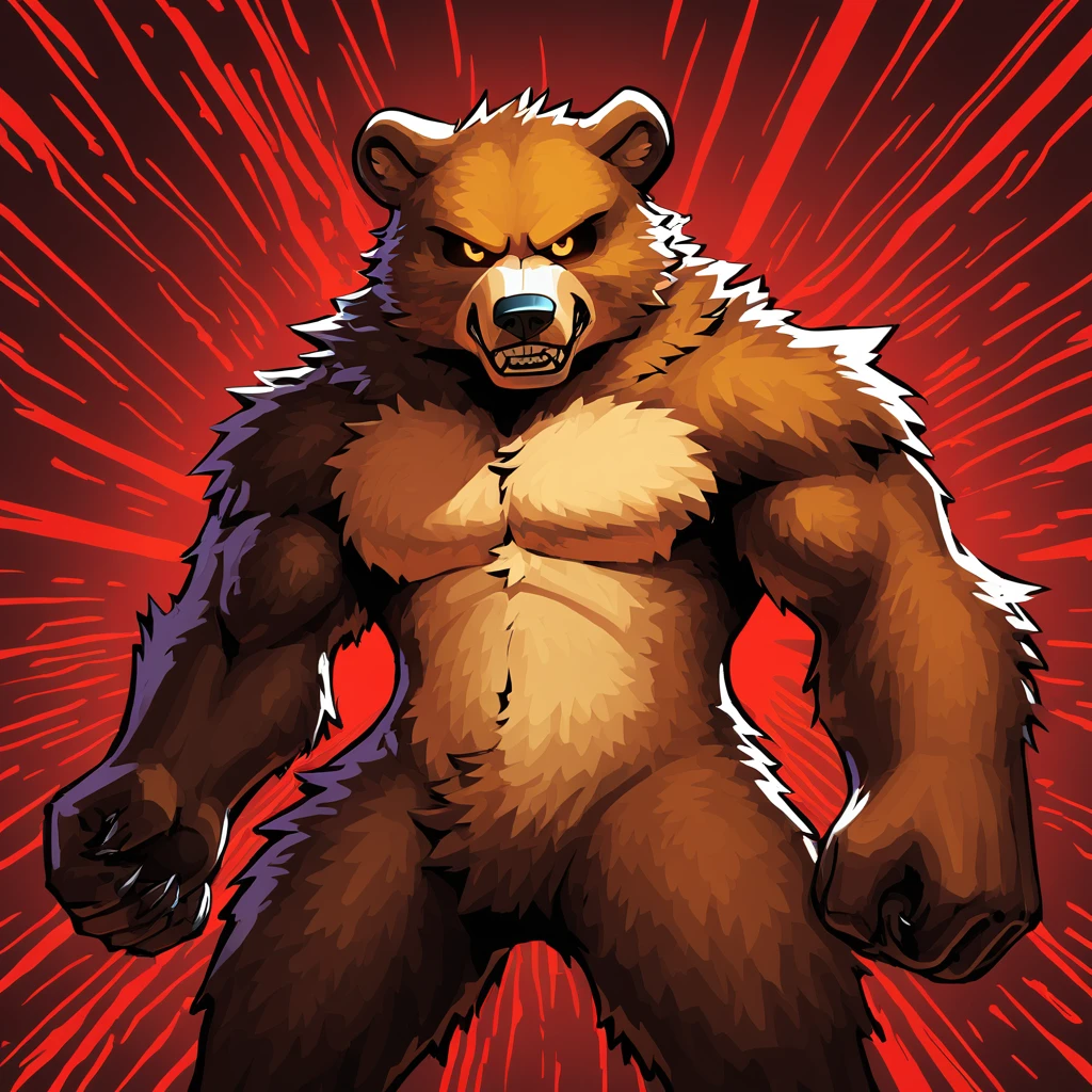 Angry Bear in digital fracture art style
