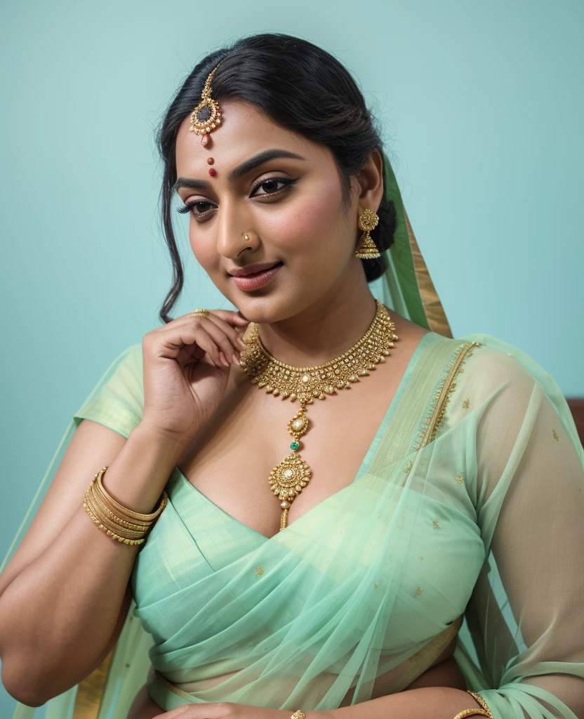 Foto RAW, photorealistic, photography, full body shot, master shot, perfect eyes, goddess like beauty, pierced eyes, perfect thick chubby mallu Desi aunty bhabhi, Wearing a Stanapatta, a chest-band.Saree model, model Photography, Indian saree shoot, Indian traditional wear advertising photography, traditional wear brand shoot, face of Indian actress Sonakshi Sinha, masterpiece, realistic, realism, incredible details, pleasure, photorealism, detailed skin, skin pores, high contrast, photorealistic Artstation 8k HD digital art trend of high definition and detailed realistic skin texture, ultra detail, realistic skin texture, armature, best quality, ultra high definition, (photorealistic:1.4),, high resolution, detail, raw photo, sweat, Re sharp, by Lee Jefferies Nikon D850 Film Stock Photo 4 Kodak Portra 400 Camera F1.6 Lens Rich Color Ultra Real Realistic Realistic Textures Dramatic Lighting Unreal Engine Trending at Art Station Cinestill 800,(pele altamente detalhada: 1.2), 8k UHD, DSLR, soft-lighting, alta qualidade, grain of film, Fujifilm XT3,she didn't like to wear blouse or bra, she is happy to wear only saree, she hates blouse or bra, detailed hairy armpits, hyper realistic skin, skin pores, sweat, veins,