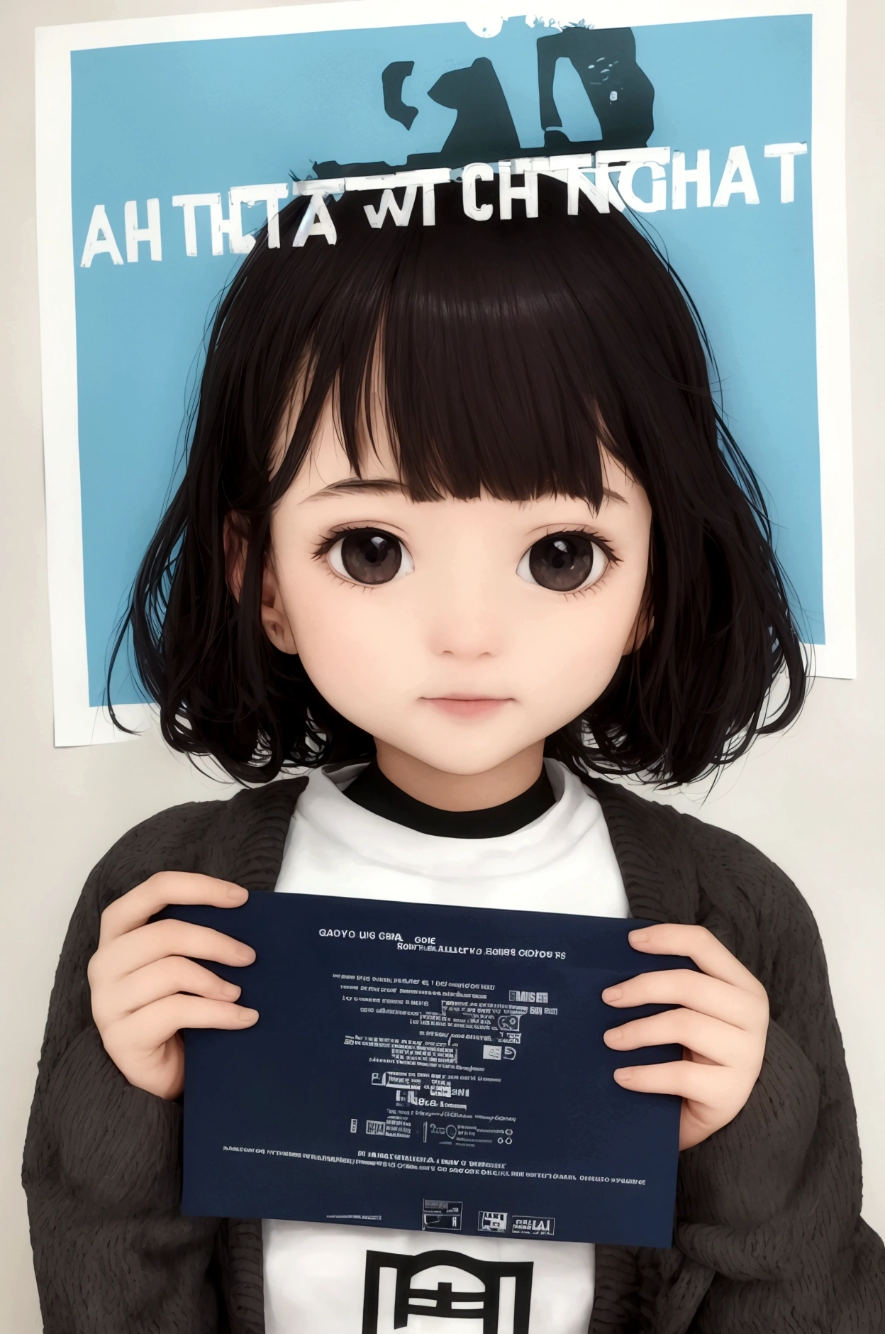 Girl with a blank poster in her hands