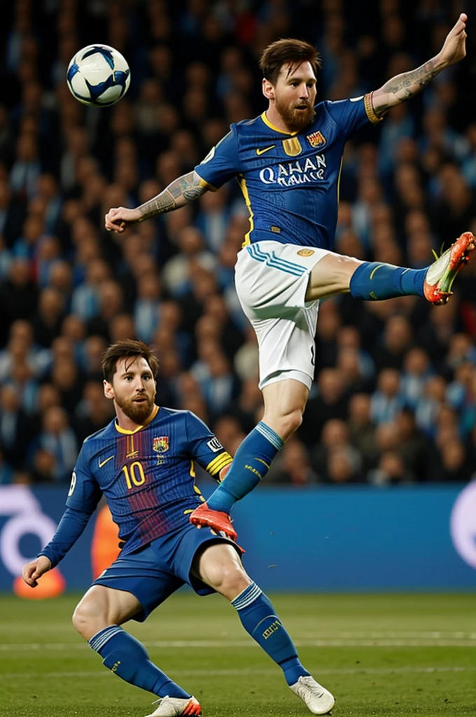 Messi kicking a ball, Argentine symbolism, stich, blue, Argentine characteristics