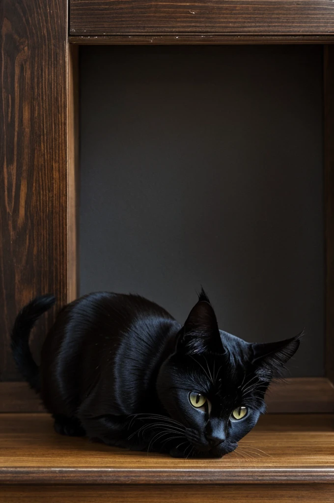 The black cat works