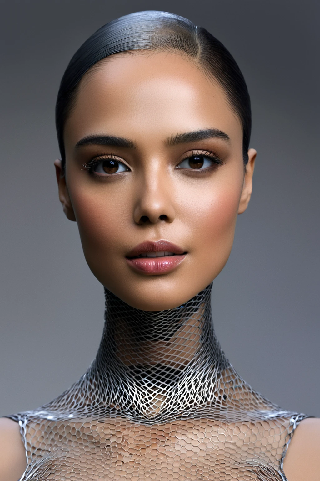 Here is a prompt for creating an image:
"Design a stunning and alluring female humanoid AI robot inspired by the film Ex Machina. The robot should have a face resembling that of an extremely gorgeous lady, with human-like, realistic skin. Ensure that the skin texture is detailed and beautiful, capturing the essence of a woman's beauty intertwined with advanced AI technology."