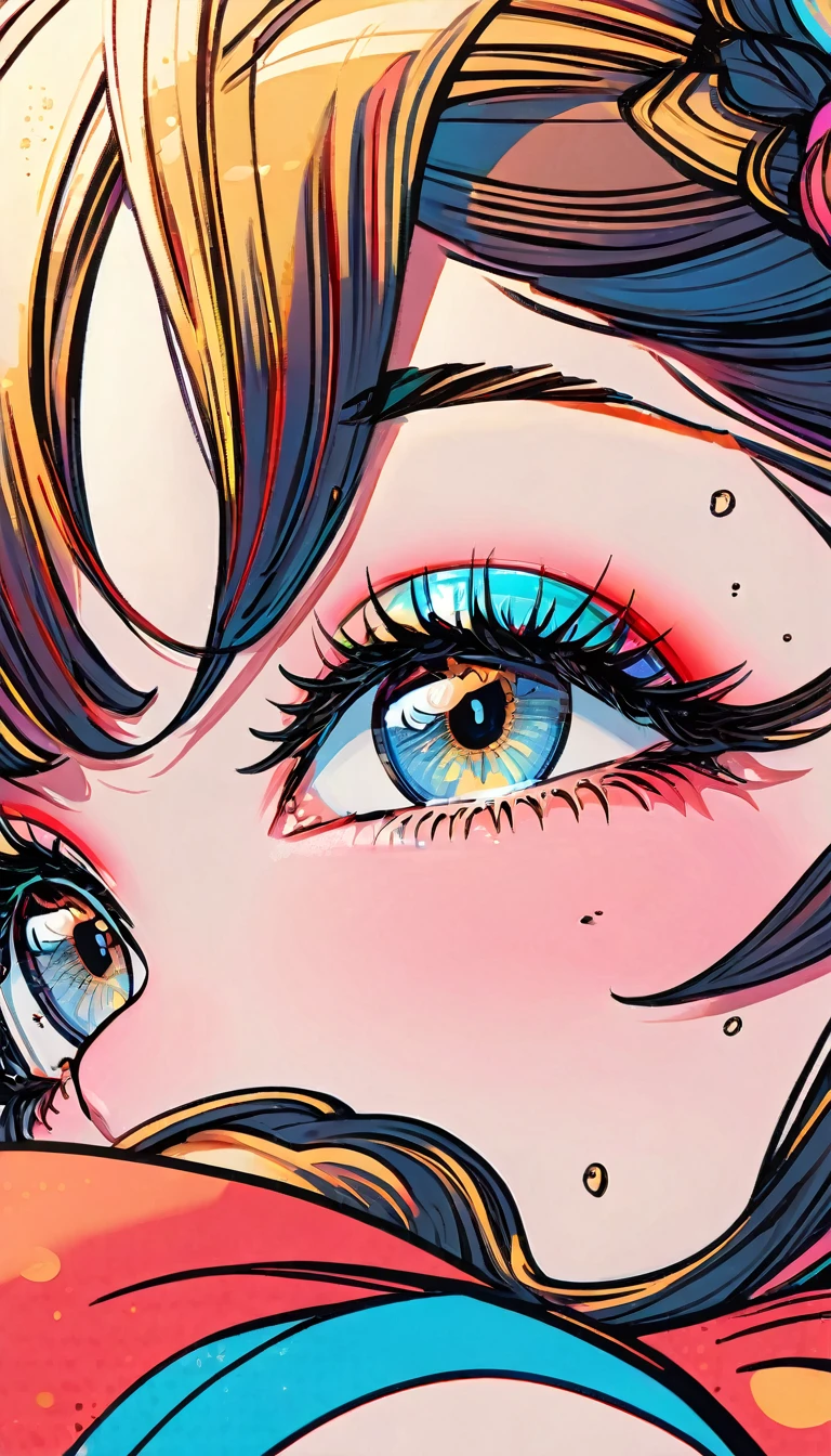 A cute girl with twin tails, vintage comic book style, messy pen strokes, charming expression, beautiful detailed eyes, beautiful detailed lips, extremely detailed face, long eyelashes, intricate detailed linework, dynamic poses, bright vibrant colors, warm nostalgic palette, dramatic lighting, cinematic composition, masterpiece, best quality, 8k, highres, ultra-detailed, photorealistic