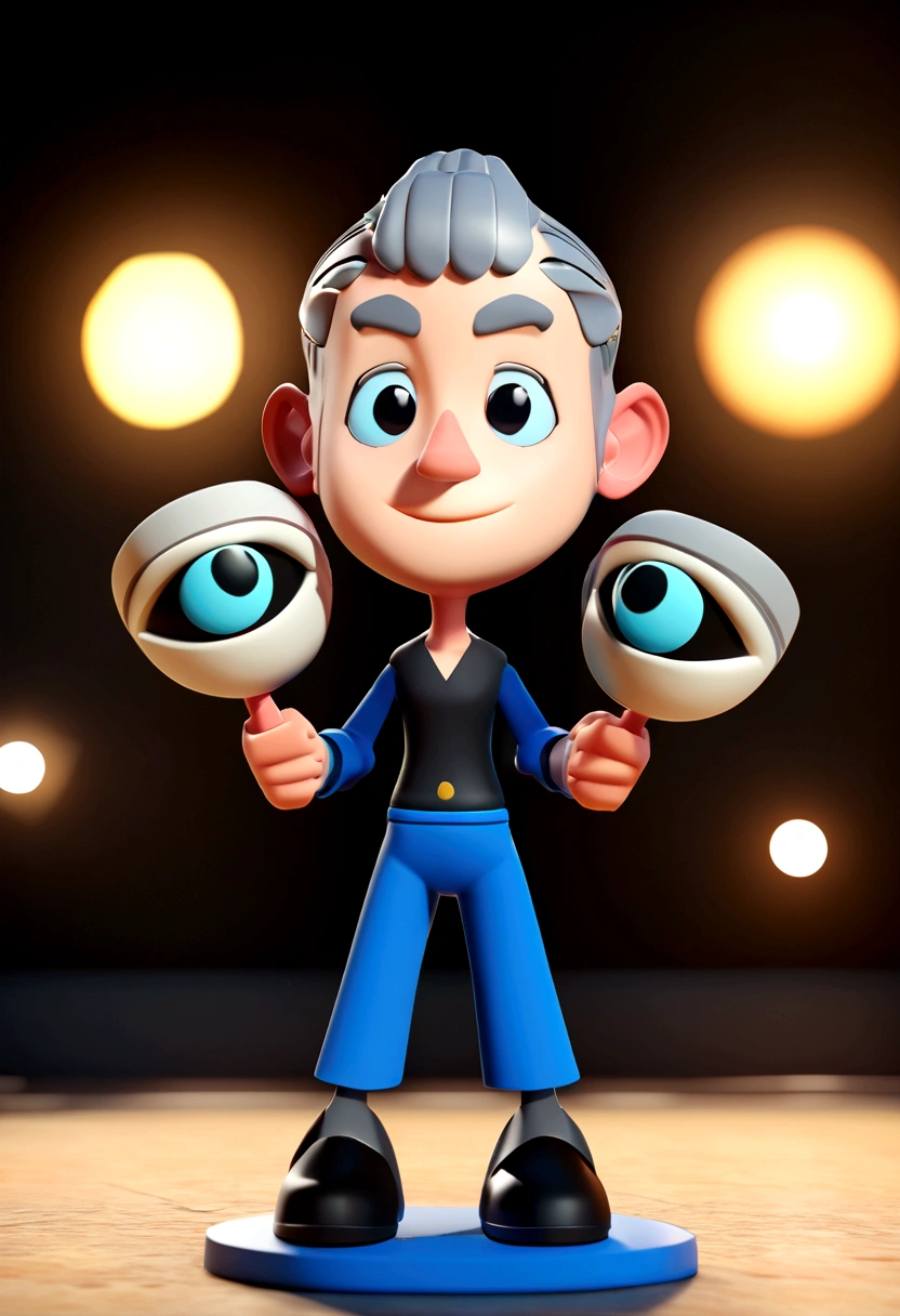 Cartoon character of a man and black shirt,short, almost gray hair, open smile animation character, stylized character, animation style rendering, 3d stylized, Arnold Maya rendering, Stylized 3D rendering, toon render screenshot, 3d character, 3d character, Stylized 3D rendering, 3D character rendering, cartoon character, Personagem de close up, standing pose,  (Pixar-style) (master part:1.2) (bokeh) (best qualityer) (Caucasian skin) (detailed texture) (8K) (cinematic lighting) (sharp focus