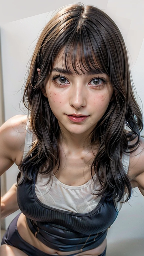 ((Beautiful Face:1.4)), (Purelos Face_v1: 1.0), Half Body,((White simple background)), Front lighting, Intricate details, Exquisite detail and texture, One girl, alone ,(young), Facial highlights, Upper Body, Detailed face, (((Natural big breasts:1.0))),((School Swimsuit:1.0))