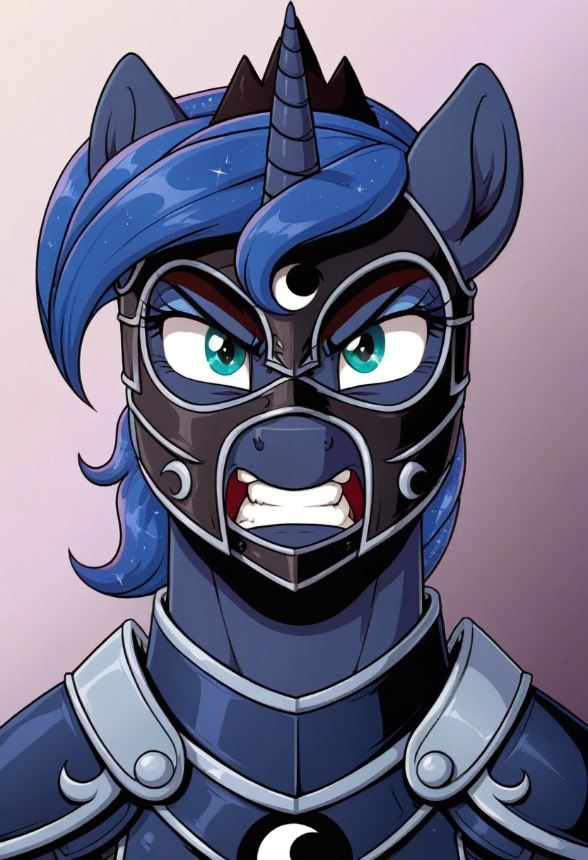 Pony Prince Luna Black .black head mask  angry in the  armor 
