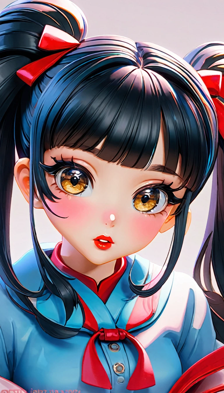 bust:1.5、Cute girl with twin tails、Vintage cartoon style、Messy pen strokes、Attractive look、Beautifully detailed eyes、Beautifully detailed lips、Highly detailed face、Long eyelashes、Intricate and detailed line art、Dynamic pose、Bright and vibrant colors、A warm, nostalgic palette、Dramatic lighting、Cinematic composition、masterpiece、Highest quality、8K、High resolution、Super detailed、Waiting for photorealistic to start