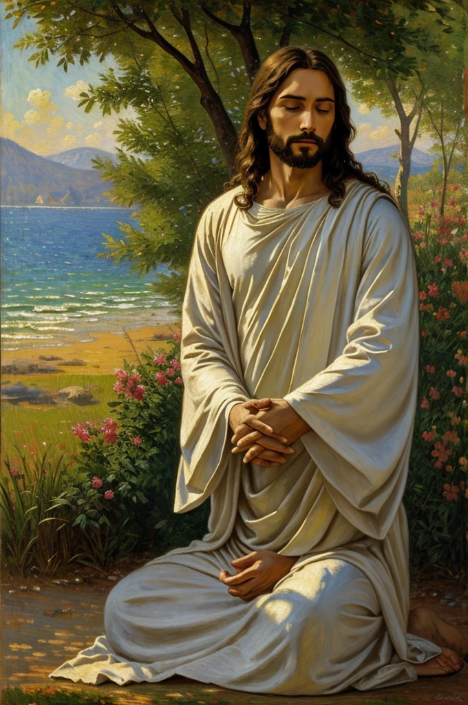 An image of Jesus meditating in French Impressionism art