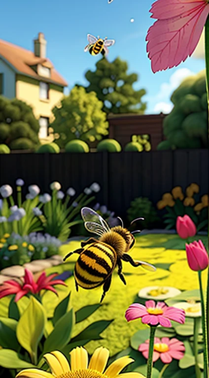 bee flying over garden