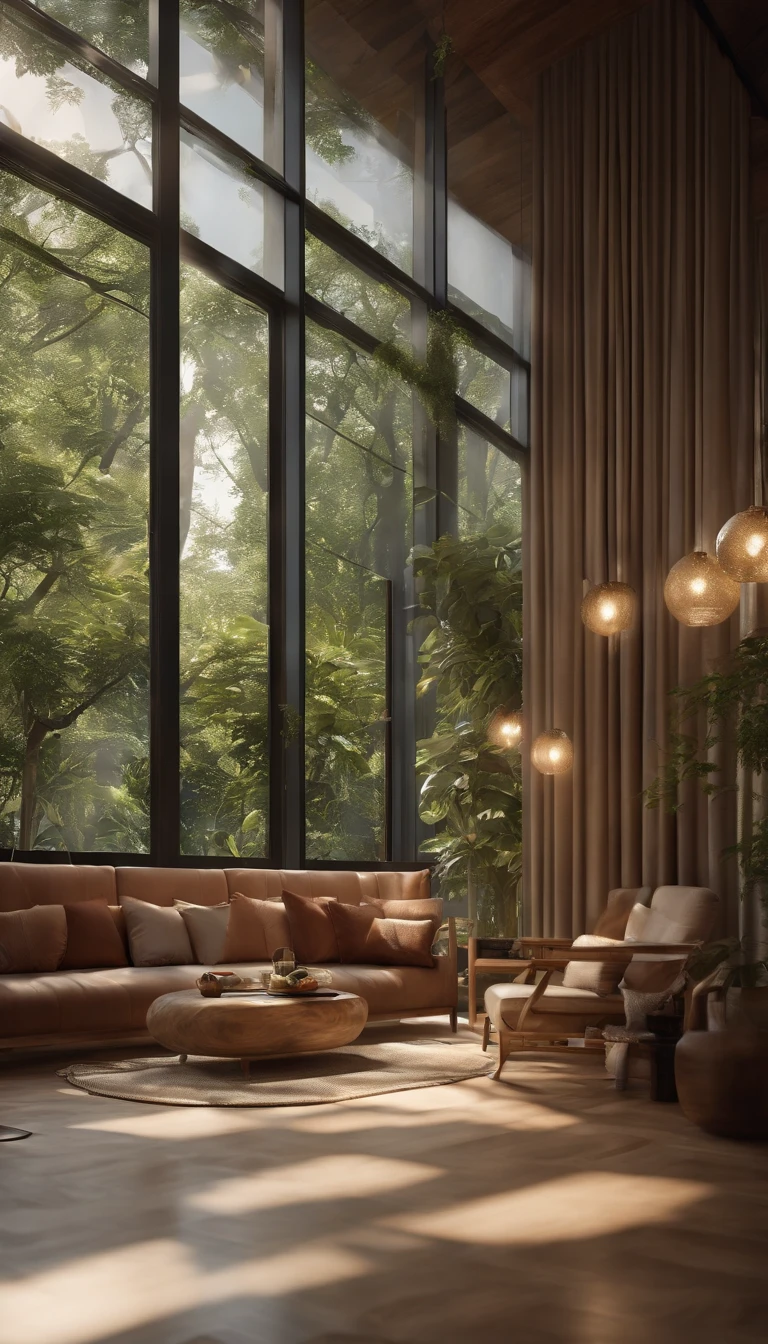 aesthetic window. bright light from window. aesthetic placing. rich food. multi food. royal. rich, food. panoramic windows. bright. daylight. sun rays. happy home. happy color. delicious home. interior design. modern japanese mix europe style interior happy. bright color happy. ultra detail. realistic. dreamy. high resolution. fresh happy. Interior design、detailed wide-angle building photos、cozy contemporary living room、award-winning contemporary interior design、Landscapes、a chair、in a house、wooden floor、window、dining room、east asian architecture、Sliding paper doors、buliding、the woods、natural、Cups、A plant、Interior design、depth of fields. royal rich living room. dining. huge floor huge ceiling, perfect cozy room. aesthetic background. perfect anime room. korean food. ((Masterpiece,best quality,8k uhd,dslr,soft lighting,high quality,hyper detail,film grain, Fujifilm XT3, UE 5 render 8k, super high resolution, supper detail. droste effect photography, macro photography, cinematic lighting, interior design, glossy flooR)), livingroom. reflect. aquarium. large. tropical. luxury. luxurious cozy cafe. wonderfull. amazing.