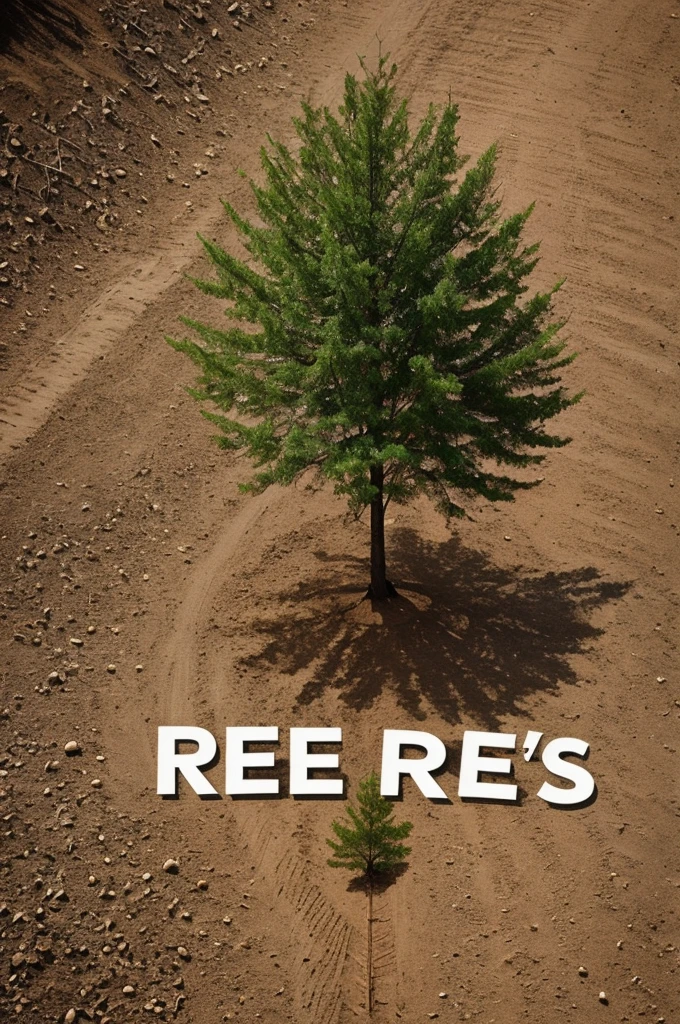 Create an image with words that say Reforest Let's Cancun and show the before and after of reforestation and people helping to reforest.