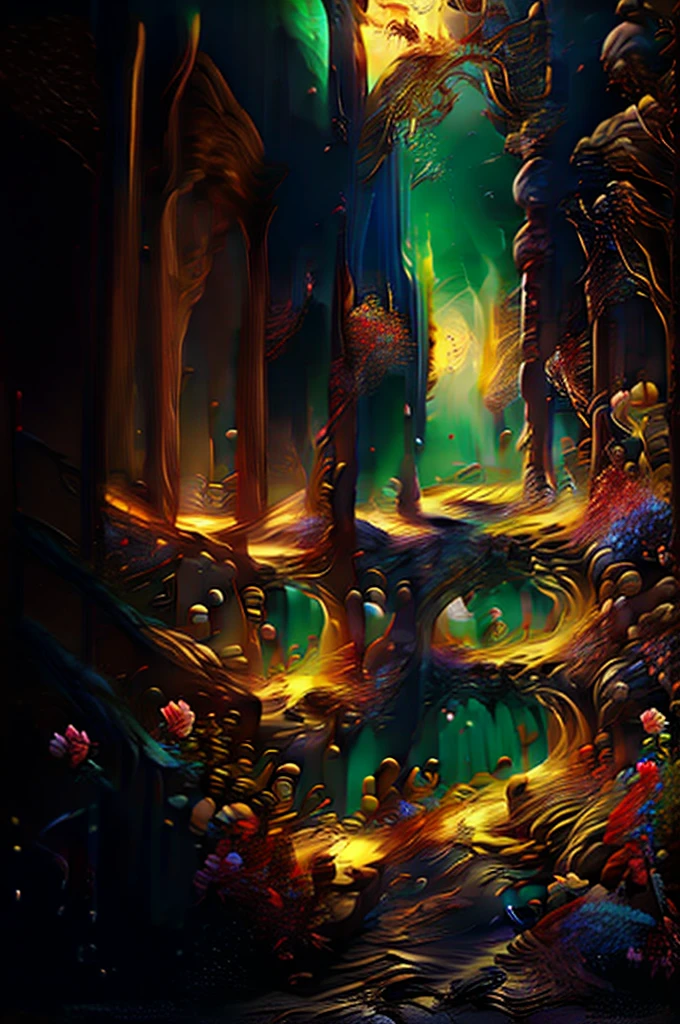 intricate,intertwining snakes,slithering through a field of red,white and golden flowers,highly detailed,photorealistic,dramatic lighting,vibrant colors,lush foliage,ethereal atmosphere,wildlife,nature,fantasy,magical realism,mesmerizing,hypnotic movement,seamless composition,award winning digital art