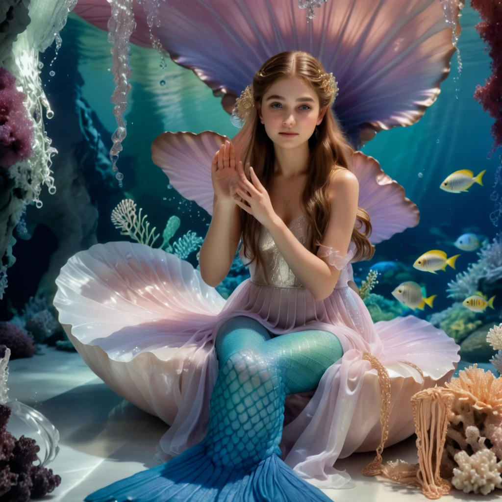 ((Underwater Fantasy)), ((Childlike Wonder)), ((Marine Magical Scene)), (Intricate Coral Detail), (Realistic Marine Life:1.4), Two Mermaid Brothers, Young Mermaids, Playful Mermaids, Reef Zone Adventure, ((7 :1.4)), (Blond-haired Merboy:1.5), (Brown-haired Merboy:1.5), ((Childlike Exuberance:1.4)), ((Merboy Tails:1.37)), ((Colored Scale Texture:1.4)), ((Young Mermaid Tails:1.4)), Shark Companion, Friendly