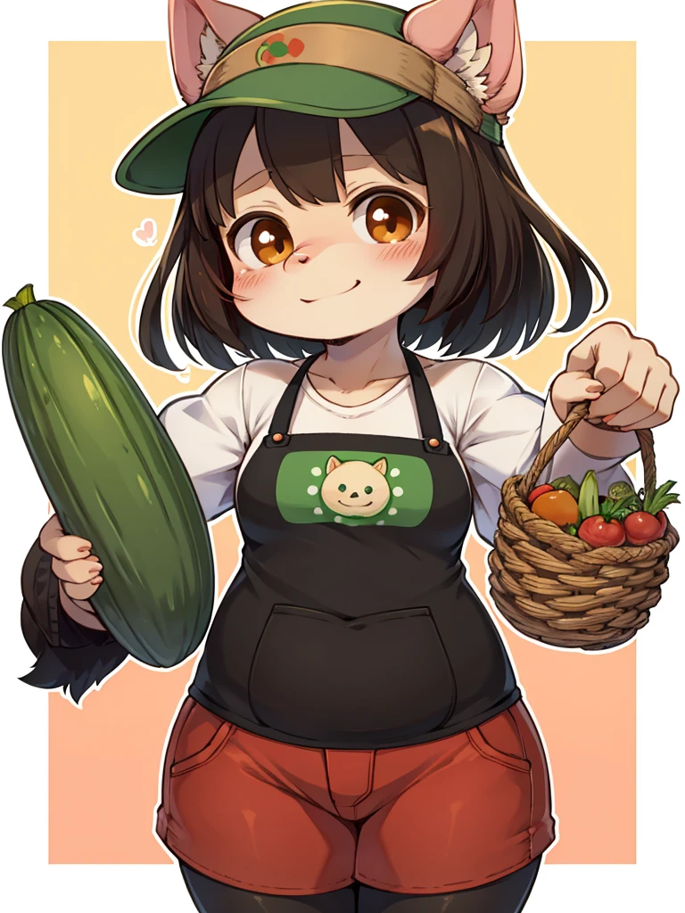 Pig Gorilla, Greengrocer, Kaoru Kumada , Welcome! , pop design , bold line , Fujiko Fujio style , troublemaker , Loved vegetables, and loved by vegetables , Stuffing oneself with cucumber