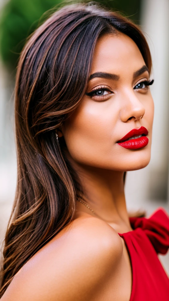 Portrait of a girl, Red lipstick,