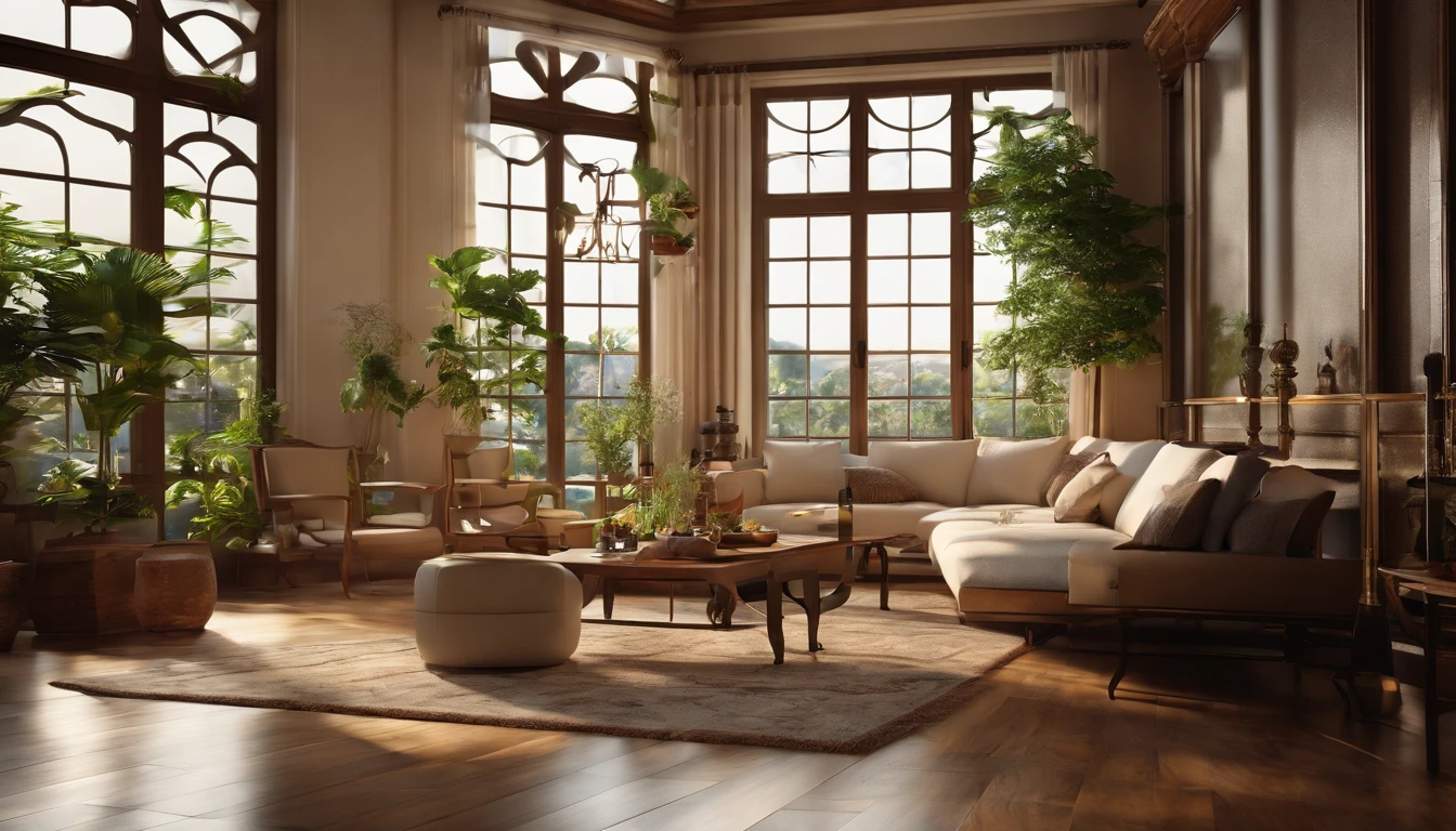 high transparent wall. large floor. large ceiling perfect. high resolution. aesthetic window. bright light from window. aesthetic placing. rich food. multi food. royal. rich, food. panoramic windows. bright. daylight. sun rays. happy home. happy color. delicious home. interior design. modern japanese mix europe style interior happy. bright color happy. ultra detail. realistic. dreamy. high resolution. fresh happy. Interior design、detailed wide-angle building photos、cozy contemporary living room、award-winning contemporary interior design、Landscapes、a chair、in a house、window、dining room、east asian architecture、Sliding paper doors、buliding、the woods、natural、Cups、A plant、Interior design、depth of fields. royal rich living room. dining. huge floor huge ceiling, perfect cozy room. aesthetic background. perfect anime room. korean food. ((Masterpiece,best quality,8k uhd,dslr,high quality,hyper detail,film grain, Fujifilm XT3, UE 5 render 8k, super high resolution, supper detail. droste effect photography, macro photography, cinematic, interior design, glossy flooR)), livingroom. reflect. aquarium. large. tropical. luxury. luxurious cozy cafe. wonderfull. amazing. emphasizes natural light. background rooftop cafe garden luxury aesthetic. perfect. full perfect. delicate tasty food