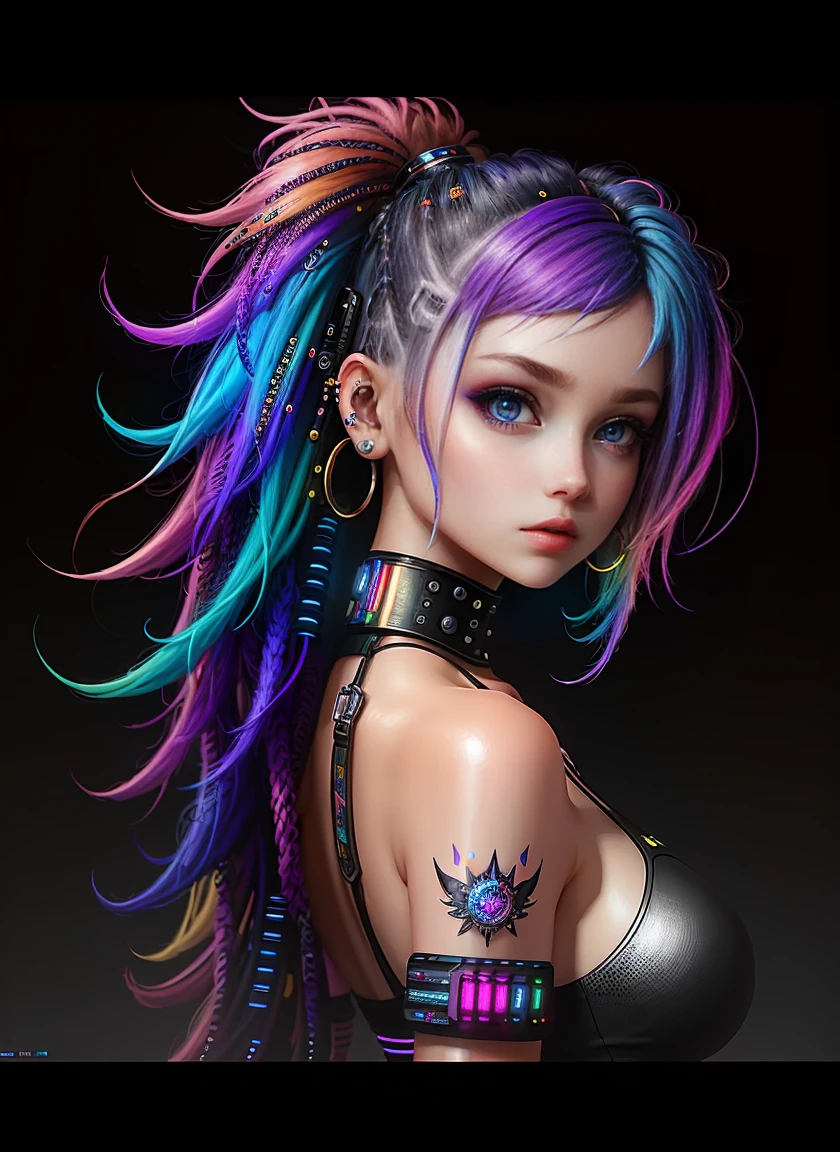 ((Best Quality)), ((Masterpiece)), ((realist)), (detailed), (1 girl), ((whole body:1.4)), woman with colorful hair and piercings, cyberpunk dreamy girl, 4K digital art with high level of detail, awesome digital illustration, Stunning work of art in 8k, colorful digital fantasy art, colorful and dark, Beautiful digital artwork, colorful digital painting, cyberpunk digital anime art, girl with light wave, HD 8K digital wallpaper art, beautiful digital painting