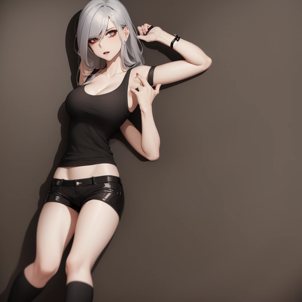 Sexy zombie girl black shorts and black top