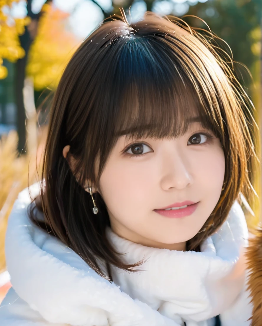 Being with a dog、A girl and a dog warming themselves by a bonfire、Lens flare、Hair blowing in the wind、Medium Short Hair、、Expressing the whiteness of one's breath、Photo from the waist up、Night city illumination shot、Cowgirl Shot、Fur coat、豪華なグレーのミンクのFur coat、Wear fine leather boots、Luxury Bags、Inner turtleneck、Silver necklace and small silver earrings Millionaire style:1.4))、Full body photo、smile、 Caustics、Highly detailed photos、Very beautiful woman 、Ample breasts、No makeup、(8K、RAW Photos、Highest quality、masterpiece:1.2)、(Realistic、Realistic)、1 Girl、((Medium Short Hair、Midwinter、Cold region Snow falling、The wind is blowing、Fluttering Hair、Blur the background、Colorful illuminations、Looking into the camera:1.4))、