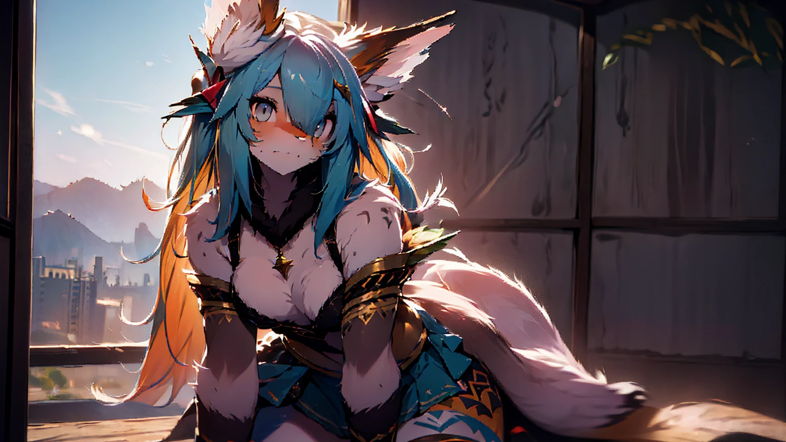 Miku Hatsune,Arabic, tanned skin, High Definition, kitsune ears, tribal tattoo, gorgerous girl, Small breasts add_detail, magician girl add_detail 