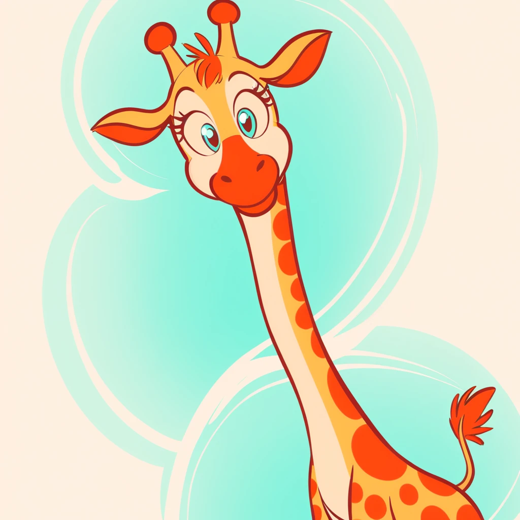 Super Hungry Giraffe in Dr. Seuss art style