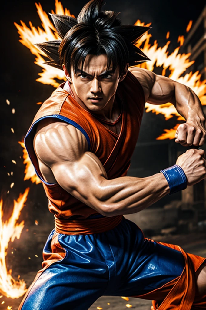 Jin Kazama fighting Goku 