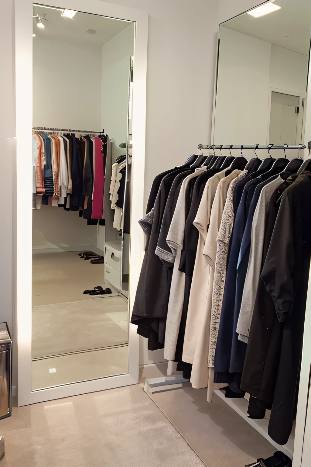 design a clothing store with smart mirrors, that are. Bright colors 