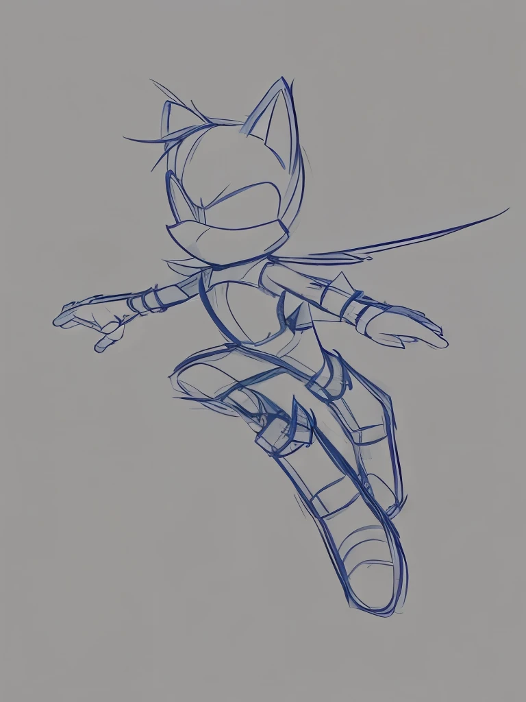 male, mobian, ((Sketch Anime Pose)), Sketch base, base, flying, blank background
