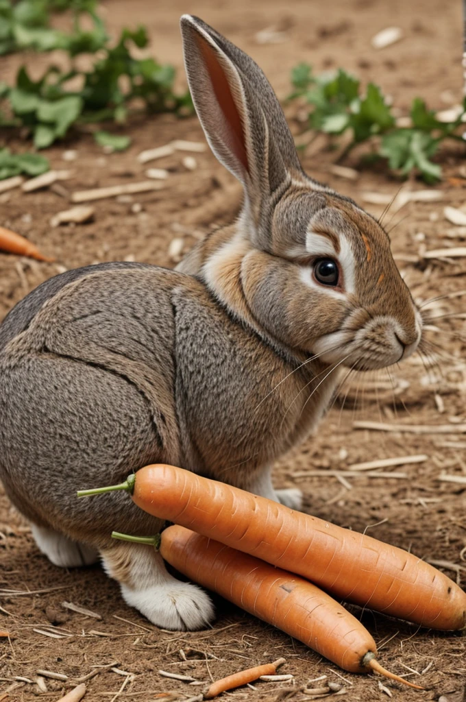 A rabbit eating carrot 