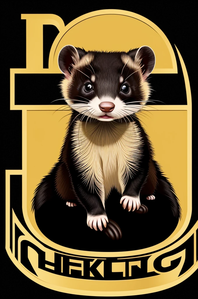 Image of a Ferret-themed logo with black and gold colors 
