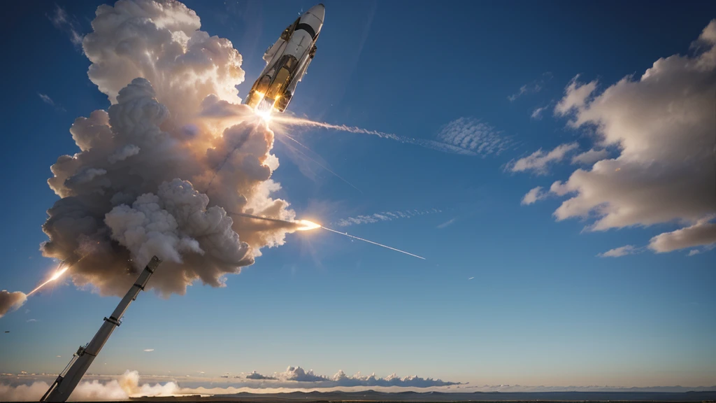 Rocket blazing thru sky