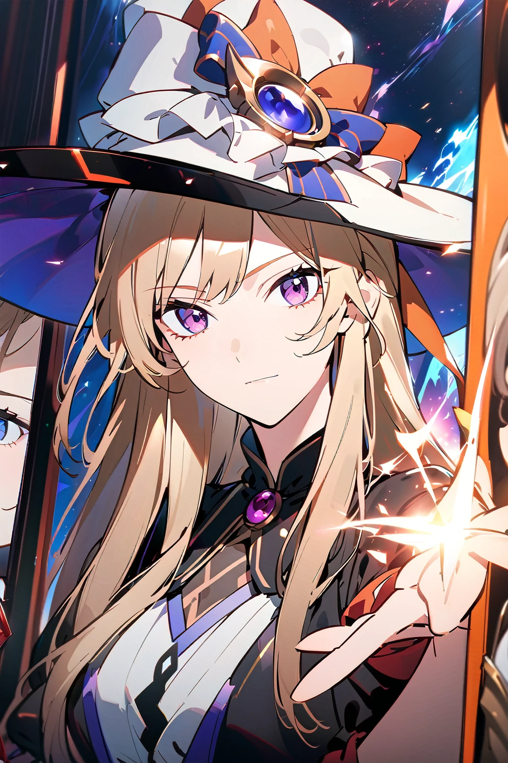 Close-up of a person in a hat and dress, marisa kirisame, Portrait of a female magician, Beautiful anime portraits, Stunning Anime Face Portraits, From Girls Frontline, anime art wallpaper 4k, anime art wallpaper 4k, Frivolous anime witch casting a spell, anime wallpaper 4k, anime wallpaper 4k, portrait of a young witch girl