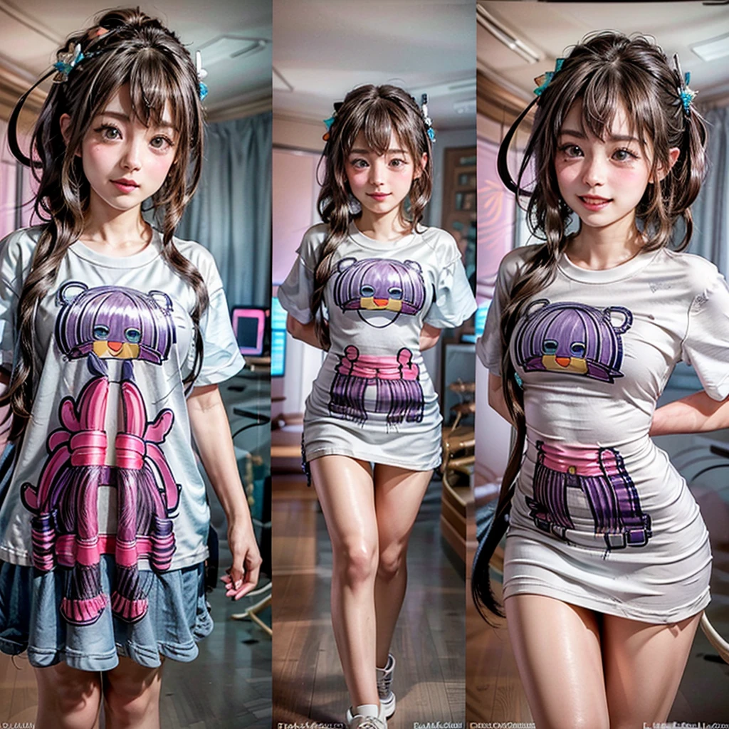 White and Bright Red, (Masterpiece 8K TopQuality:1.2) (ProfessionalPhoto:1.37) ExtremelyDetailed (((a KAWAII girl's Face Printed on T-shirt:1.4))) oversized t-shirt  BREAK  (((NOGIZAKA FaceVariations))), Extremely Detailed very KAWAII FaceVariations, Childish CaptivatingGaze Stunning ParfectEyes ElaboratePupils with (SparklingHighlights:1.28), DoubleEyelids with (Detailed Voluminous LongEyelashes:0.88), Small GlossyRedLips with BeautifulDetails, CoquettishTongue, PUNIPUNI RosyCheeks, Radiant PearlSkin with Transparency, Glowing DowneyHair . { (Dynamic Joyful expressions LifeLike Rendering:1.4) | (:d) }, (large eyes:-1) . 