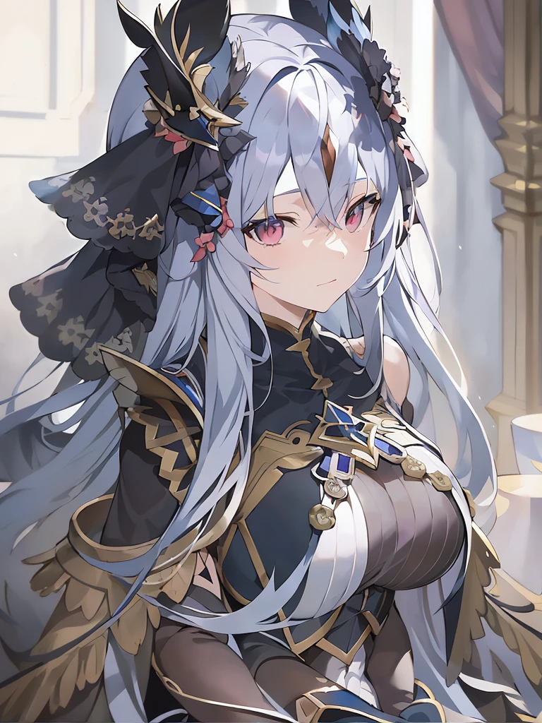anime - style image of a woman with long light blue hair and a white outfit, high detailed official artwork, trending on artstation pixiv, keqing from genshin impact, cushart krenz key art feminine, guweiz on pixiv artstation, detailed key anime art, guweiz on artstation pixiv