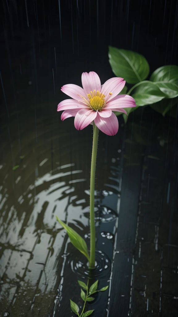 Flower with rain