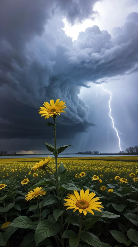 Flower in storm