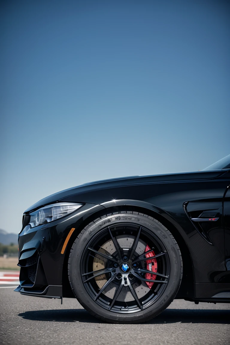 Black BMW M4 with red headlights