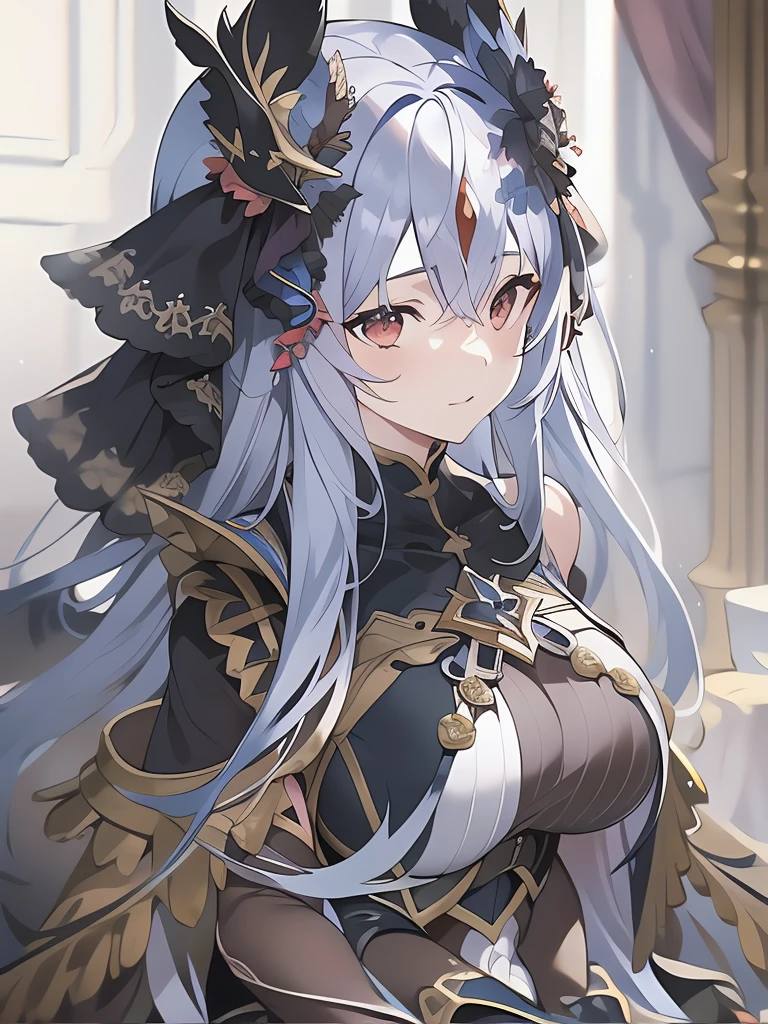 anime - style image of a woman with long white hair and a black outfit, high detailed official artwork, trending on artstation pixiv, keqing from genshin impact, ayaka genshin impact, cushart krenz key art feminine, guweiz on pixiv artstation, detailed key anime art, guweiz on artstation pixiv