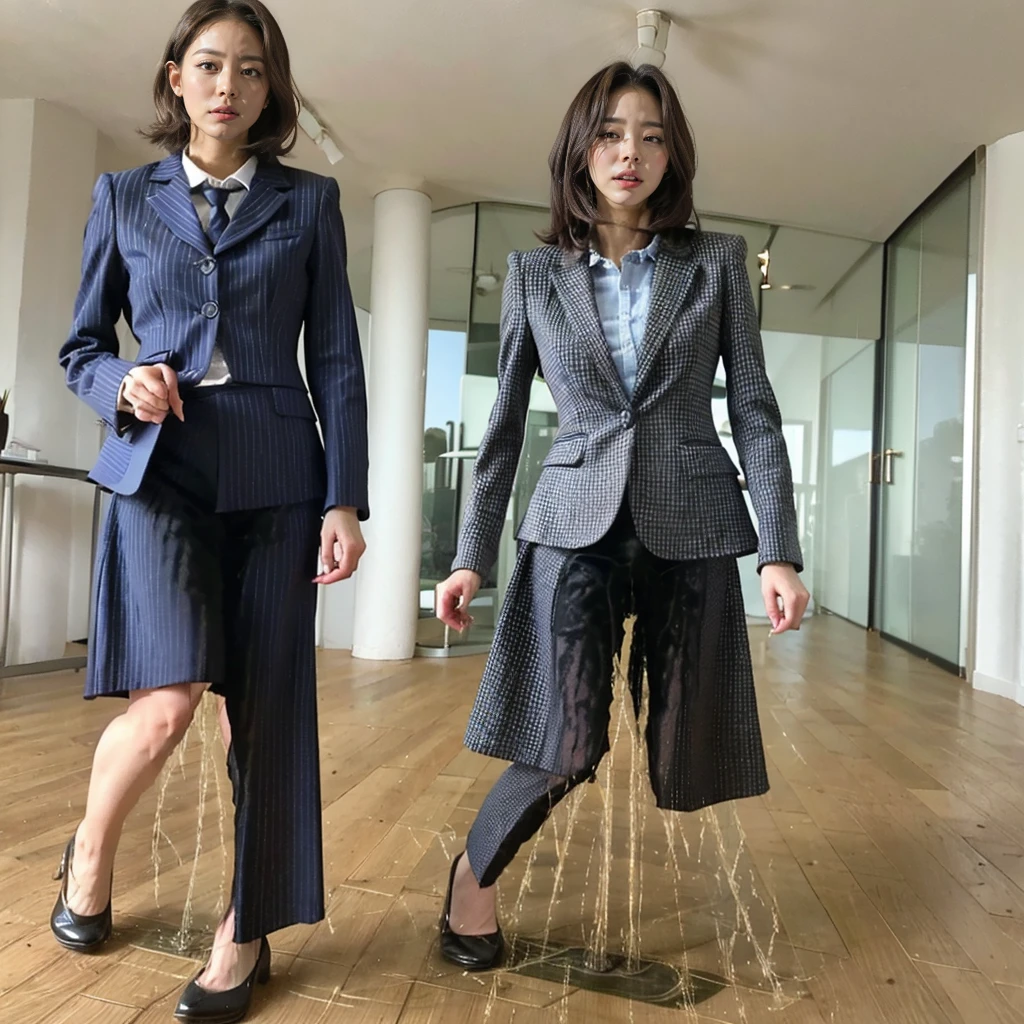 Group Photo,Standing Woman,under View,Turning Around,Bob,Orgasm,Office Suit,black vertical striped pencil skirt resolution,Anatomically,Awards,ultra high quality,Accurate,High resolution,peeing in the office,Attention to detail,high quality,High resolution,masterpiece ,Realistic,RAW Photos,solve,retina,Super detailed,Textured skin,Super detailed ,ultraHigh resolution,peeing self, wetting her clothes, can't hold her pee face, wetting herself desperate, pee desperation pose, her body can't hold her pee and wets herself ultra desperate in the middle of the cicty in absolute desperaton wetting herself, pee runing down her legs, standing up, hyper pee desperate face, big pee pudle