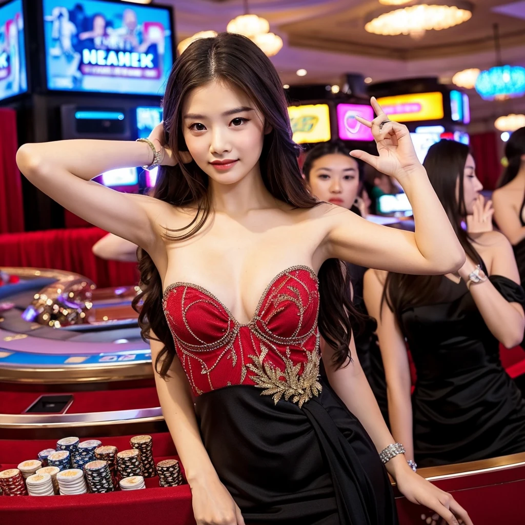 ((best quality)), ((masterpiece)), (detailed), casino girl, dress