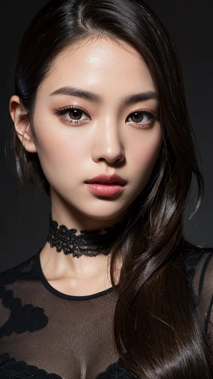8k, Ultra-high resolution, Highest quality, masterpiece, 三分割法によるphotograph,Surreal, photograph, 1 Girl, (:1.3), pretty girl, Cute Face, Beautiful eyes in every detail, 細かくdetailedに,masterpiece,One Girl:1.2,Japan Female Teachers,extream close up,sad,streaming tears,Black short hair,Messy bun hair,(black suit:1.3),Nun's clothing,(印象派の美しい少女のPortraiture), (Gray background:1.3),(Impressionist light and colour),Gothic Girl , (One-piece suit, Embroidery lace, Sexy Embroidered Mesh Pantyhose Gloves),Realistic Skin, Perfect and beautiful face ,完璧でCute Face, Skin with attention to detail, Perfect limbs、Narrow waist,Looking at the audience,(((Ideal body type))),A cup small breasts :2,Portraiture:2,Perfect Anatomy,鮮明なdetailed,detailed,Surreal,Light and shadow,darkness