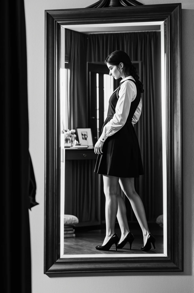 An image drawn on the mirror of times in black and white