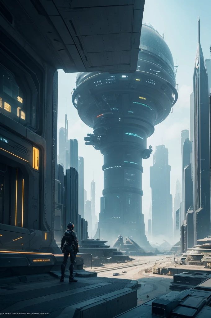 Images of a futuristic city in the dystopian future