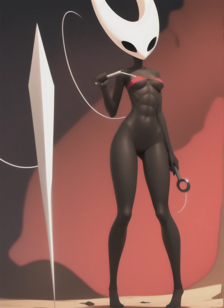 hornet, cute, chibi, no feet, furry girl, slim,anthro, needle weapon, thread, solo, red panties, bare feet, tall, standing on all fours, close to the viewer, red bra, (best quality), (detailed dark cave background:1.2), looking at viewer,  flat colors, medium breasts, no nipples, no vagina, hot body, abs,front view 