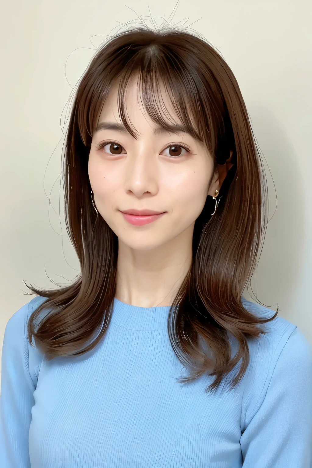 (High reality photograph, high resolusion), Skinny Japanese lady, 30 years old, cute face, detailed face, detailed eyes, various hair style, skinny figure, correct body anatomy, looking straight ahead, facing the camera directly, similar to a certificate photo.